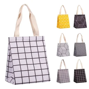 Waterproof Eco-Friendly Lunch Bag Printed Tote Lunch Delivery Bag Leakproof Portable Cooler Lunch Bag for School