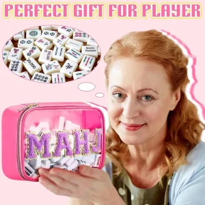 Waterproof Embroidered Letter PVC Travel Portable Toiletry Bag Large Capacity Mahjong Bag Suitable for Storing Mahjong Sets