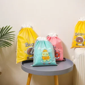 Waterproof Frosted Drawstring CPE Plastic Bags PE+EVA Material Customizable LOGO Reusable Clothing Travel Storage Pouches