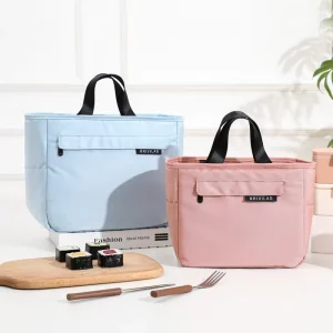 Waterproof Large Capacity Lunch Bag Aluminum Foil Thickened Insulated Side Pocket Handbag Outdoor Meal Carrying Bento Zipper