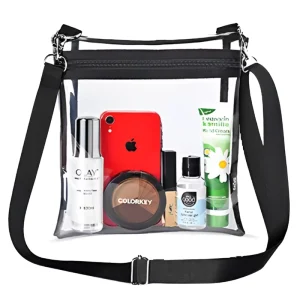 Waterproof National Style Unisex PVC Transparent Custom Logo Shoulder Messenger Bag with Zipper Closure Stadium Approved
