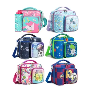 Waterproof Oxford Insulated Cooler Bag With Water Bottle Pocket Cartoon Lunch Bags for Kids Adults