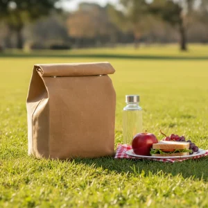 Waxed Canvas Lunch Bag for Men Insulated Vintage Brown Reusable Lunch Box Waterproof Leakproof for Work Office Travel Picnic