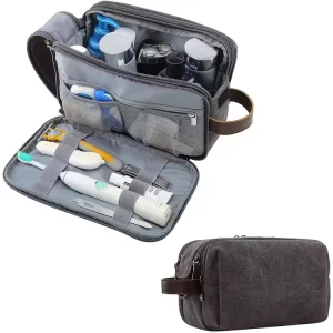 Waxed Fabric Cosmetic Bag Toiletry Bag for Men Travel Waterproof Travel Organizer Kit for Accessories