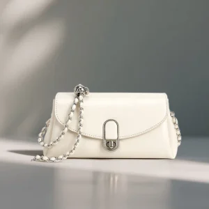 White Chain Single Shoulder Small Square Bag PU Small Capacity Lady Crossbody Bag High End Quality Fashion Women Crossbody Bag
