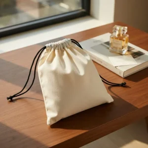 White Non Woven Drawstring Pouch Polypropylene Fabric Dust Proof Custom Logo for Shoe and Handbag Storage