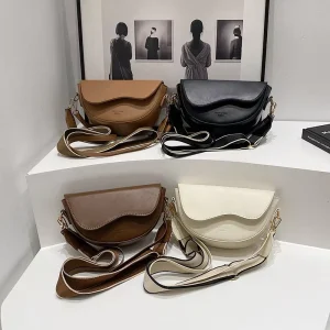 Wide Strap Custom Logo Handbags Luxury Message Bags with 2 Strap 4 Colors Shoulder Bags for Ladies