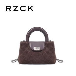 Winter Frosted Mini Chain Top Handle Handbags Women’s Minimalistic Genuine Leather Suede Mobile Phone Sling Bag