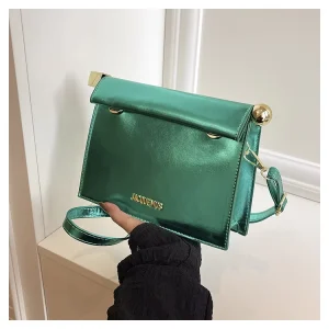 Winter New Macaron-Colored Women’s Clutch Shoulder Crossbody Bag Fashionable Textured Letter Design ZIP PU Material