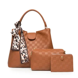 Women Clutch Shoulder Bag Ladies 3 Piece Leather Shoulder Handbag Sets