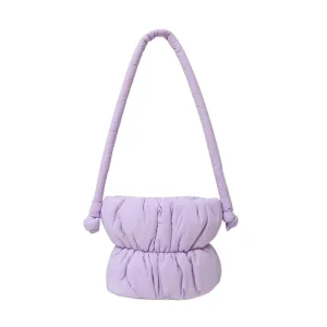 Women Fashion Travel Large Nylon Zipper Closure Crossbody Soft Padded Shoulder Purse Puffy Quilted Puffer Bag