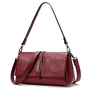 Women Genuine Leather Saddle Classic Luxury Crossbody Shoulder Bag Two Straps Polyester Lining