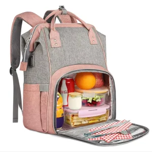 Women Insulated Cooler Lunch Box Laptop Backpack Leak proof Lunch Bag College Computer Bookbag for Work