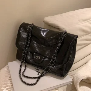 Women Large Capacity Retro Quilted Chain Shoulder Small Square Purse Versatile Crossbody Bag for Daily