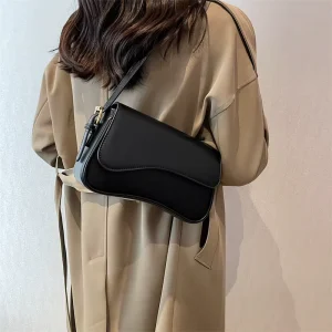 Women Shoulder Bags Designer Fashion Pu Leather Crossbody Chic Handbag Y2k Trendy Purse Vegan Leather Hobo Saddle Bag