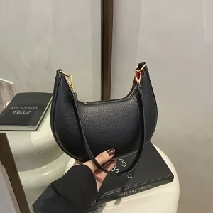 Women Travel Waterproof Elegant Crescent Purse and Handbags PU Leather Evening Shoulder Bag