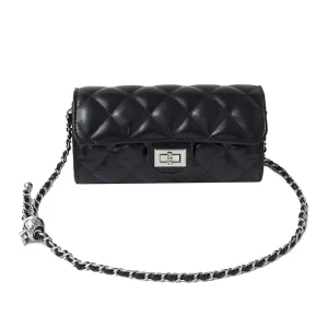 Women’s Bag Diamond Pattern Chain Bag Soft Leather Versatile Round Shoulder Crossbody Bag