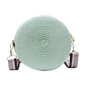 Women’s Bohemian Striped Zipper Single Strap Straw Crossbody Shoulder Bag for Spring Summer Beach Travel Outdoor