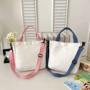 Women’s Canvas Bag Crossbody Shoulder Handbag Lightweight Multi functional Customizable Logo Tote Bag