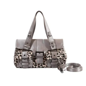Womens Casual Commuting Shoulder Bag Spring Leopard Print Stylish Crossbody Tote Single Strap Polyester Lining Zipper