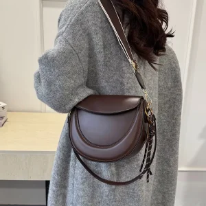 Women’s Casual Commuting Single-shoulder Solid Color Tassel PU Crossbody Bag