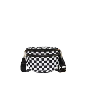 Women’s Casual Fashion All-Match Large-Capacity Waterproof Plaid Crossbody Bag Single-Shoulder Nylon