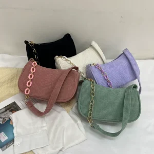 Women’s Casual Single Shoulder Armpit Bag Crocodile Design Artistic Zipper Hasp Closure Candy Color Polyester Manuscript