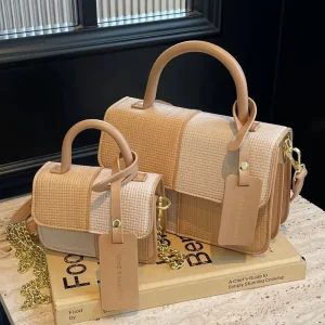Women’s Color Block Handheld Underarm Bag High End Single Shoulder Crossbody Lady Tote Bag Versatile Small Square Handbag