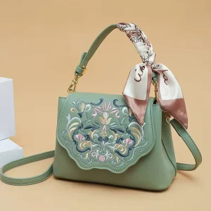 Womens Crossbody Shoulder Bag High End Design Fashionable Retro Artistic Chinese Style Embroidered Single Strap Zip