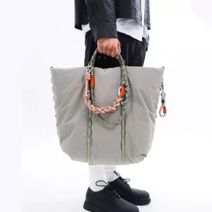 Women’s Custom Logo Large Water Resistant Weekender Nylon Puffer Cloud Shoulder Tote Bag Puffy Crossbody Handbag