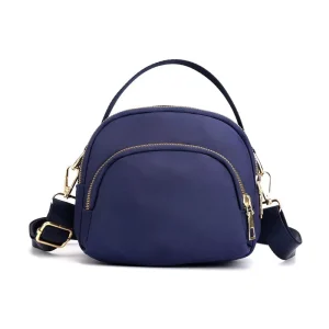 Women’s Fashion Cross Body Mini Shoulder Bag 3 Zipper Pockets Single Strap Zip Closure Waterproof Nylon Summer Cell Phone