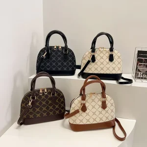 Women’s Fashion Shell Waterproof Zipper PU Material Handbag Korean Style French Shoulder Crossbody Single All Seasons
