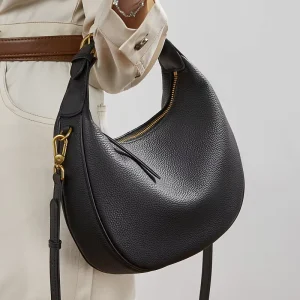 Women’s First Layer Genuine Leather Crescent Shaped Crossbody Tote Bag Light Luxury Large Capacity Premium Commuting Style