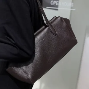 Women’s Genuine Leather Boston Bowling Shoulder Bag Fashionable Two Zipper