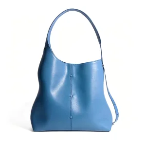 Women’s Genuine Leather Hobo Tote Bag Large Capacity String Waterproof Adjustable Shoulder Bag Minimalist Soft Bucket Bag Lady