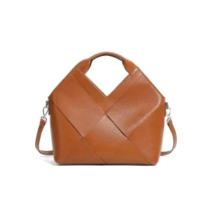 Women’s Genuine Leather Woven Handbag Soft Cowhide Shoulder Bag Large Capacity Crossbody Handbag Stylish Design Travel Bag