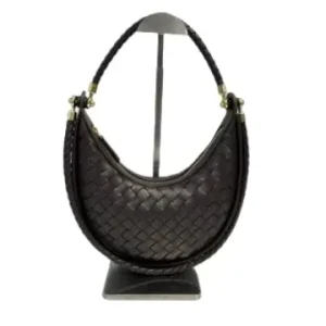 Women’s Hand Woven Half Moon Underarm Bag Fashionable All Match Large Shoulder Crossbody GENUINE LEATHER Handbag