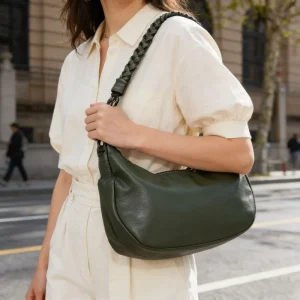 Women’s Handbag Dumpling Style Single Strap Crossbody Shoulder Bag Zipper Closure Waterproof Pu Leather Fashionable Polyester
