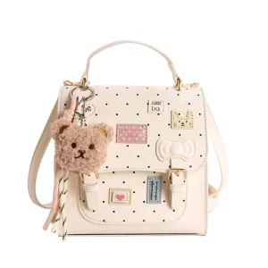 Women’s High End Large Capacity Backpack With PU Cover Closure Multifunctional Commute Shoulder Bag Polyester Lining