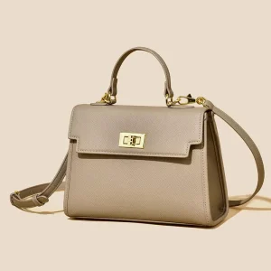 Women’s High-end Crossbody Shoulder Bag PU Material Large Capacity Daily Use Square Shape Rotary Buckle Closure