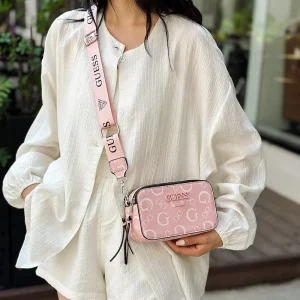 Women’s High end Light Luxury Small Square Bag Letter Printing PU Material Zipper Closure Single Strap Polyester