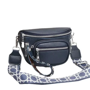 Womens Korean-Style Versatile Simple Shoulder Crossbody Bag Single Strap PU Zipper Closure Phone Pocket Large Capacity Spring