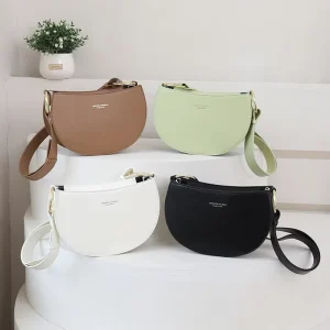 Women’s Lady Elegant New Fashion Candy Pattern PU Saddle Bag Versatile Underarm Shoulder Crossbody with Zip Closure