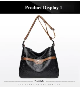 Women’s Lady Fashionable Elegant PU Leather Shoulder Bag Zipper Waterproof Portable Crossbody Shoulder Carry for Summer Daily