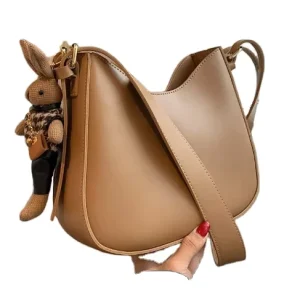 Women’s Lady Minimalist Retro Fashion Crossbody Shoulder Bag Large Capacity All Seasons Genuine Leather Wood Texture Waterproof