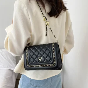 Women’s Lady PU Cover Chain Fashion Single Shoulder Messenger Square Crossbody Bag