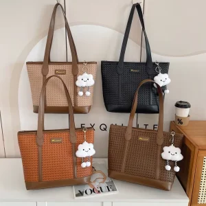 Women’s Large Capacity All-In-One Plaid Fashion Single Shoulder Crossbody Tote Bag Commuting All-In-One Bag