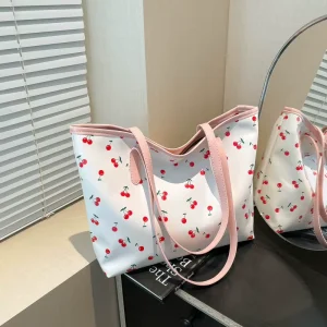 Women’s Large Capacity Tote Bag College Student Commute Single Shoulder Bag with Hand Held Design