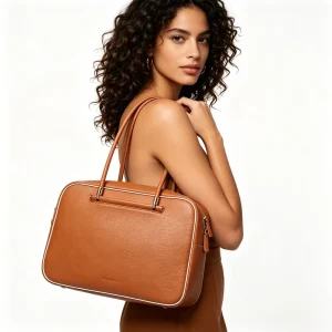 Women’s Leather Boston Crossbody Shoulder Bag with Zipper Closure Waterproof Eco-Friendly Durable for Travel Business