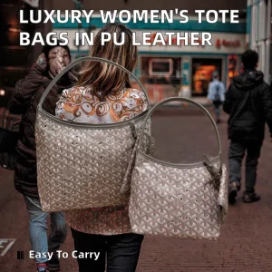 Women’s Luxury Hobo PU Leather Tote Handbags Portable Zipper Closure with Polyester Lining Fashion Purses for Girls